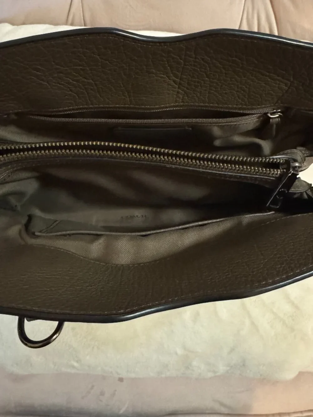 Coach Mercer 30 Brown/Gray Pebbled Leather Satchel Crossbody 37575